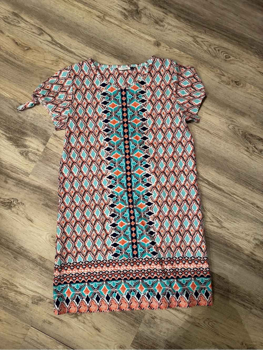 Cabana Life St. Barts Shift dress size M Coral and Teal